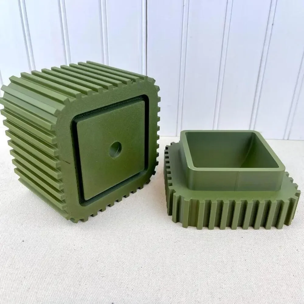 Modern Geometric Planter Striped Planter Pot with Drainage, Indoor Flower Pot